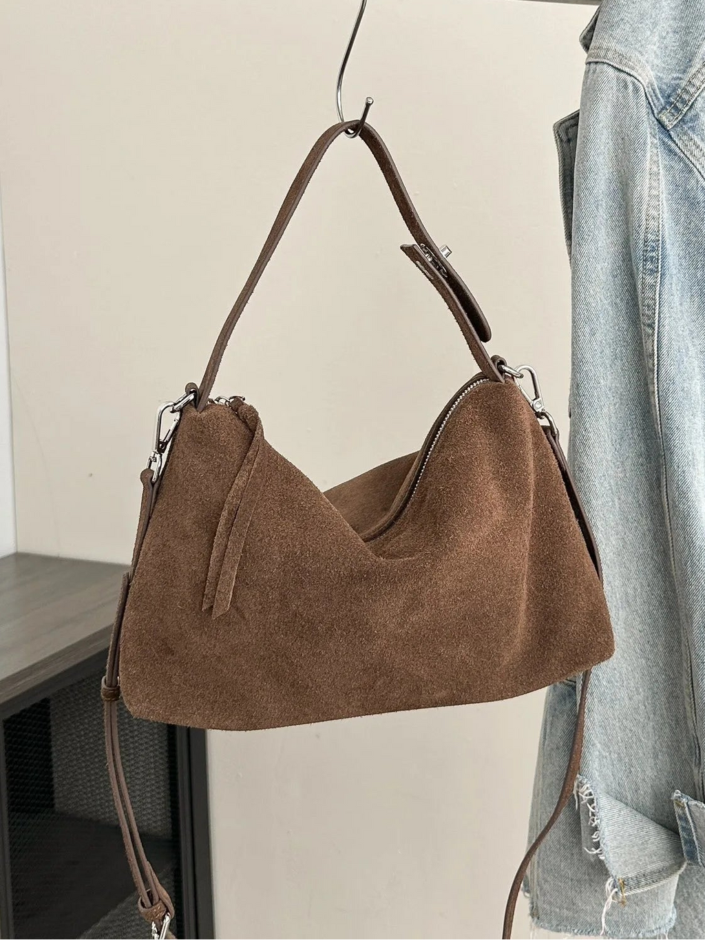 Matte Leather Shoulder Bag