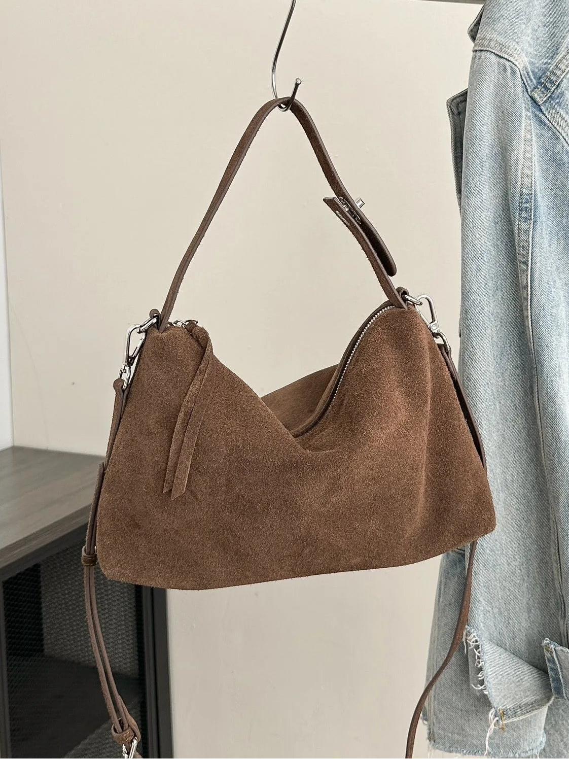 Matte Leather Shoulder Bag