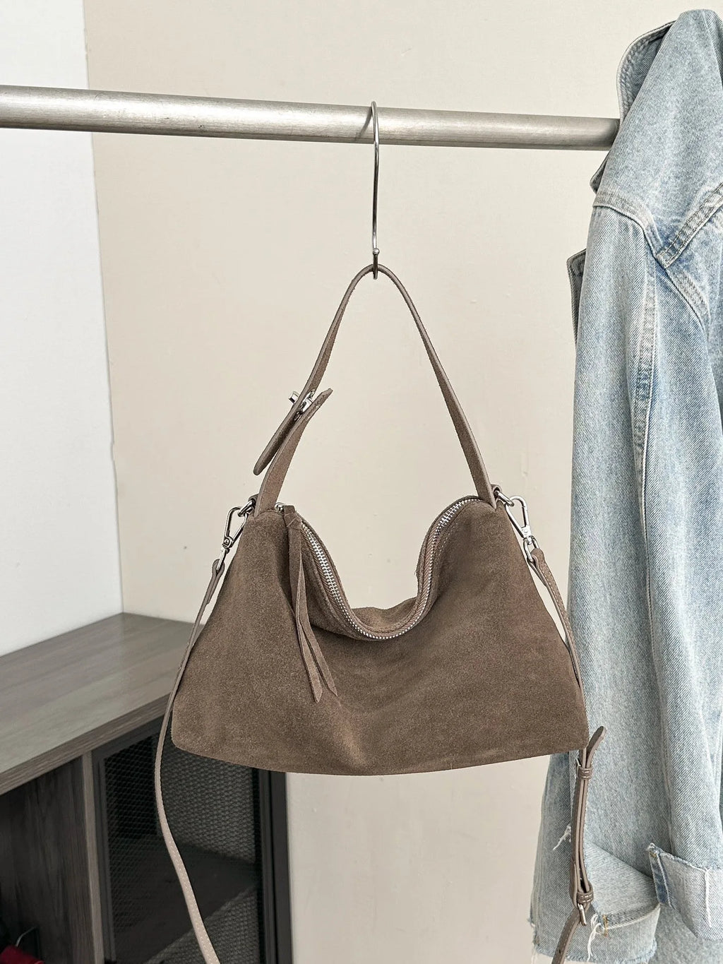 Matte Leather Shoulder Bag