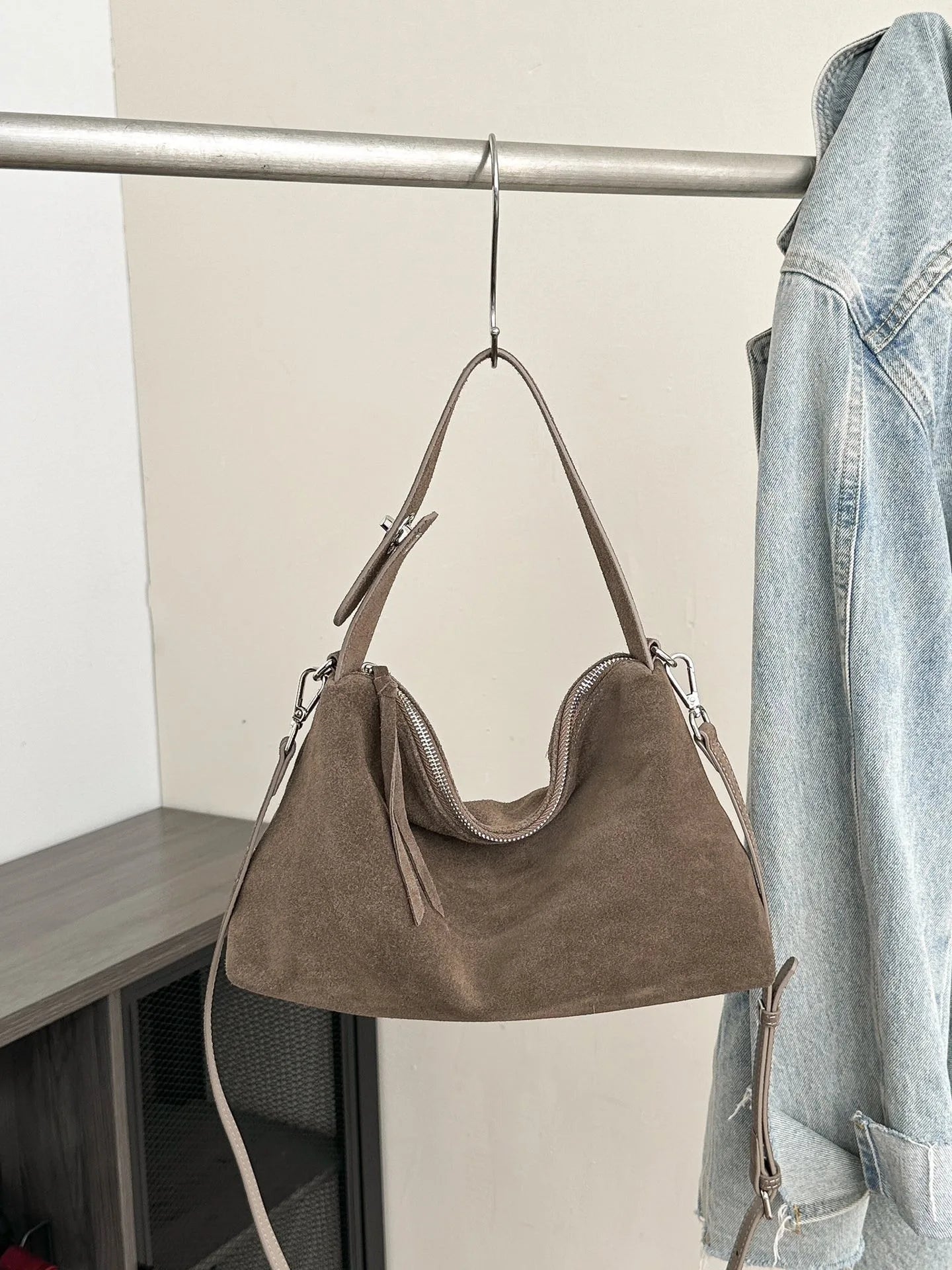 Matte Leather Shoulder Bag