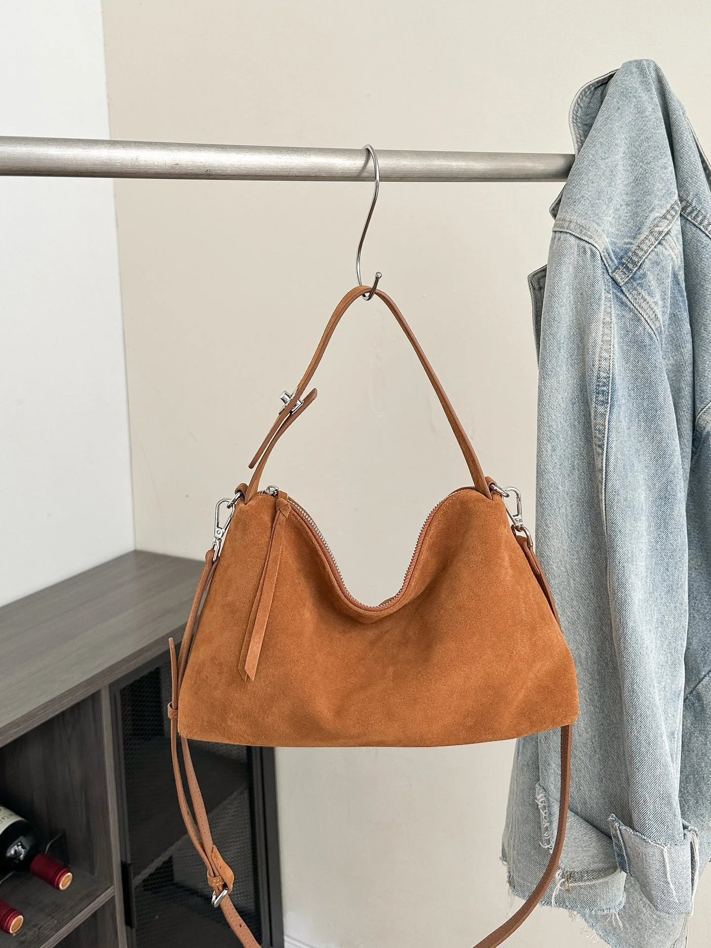 Matte Leather Shoulder Bag