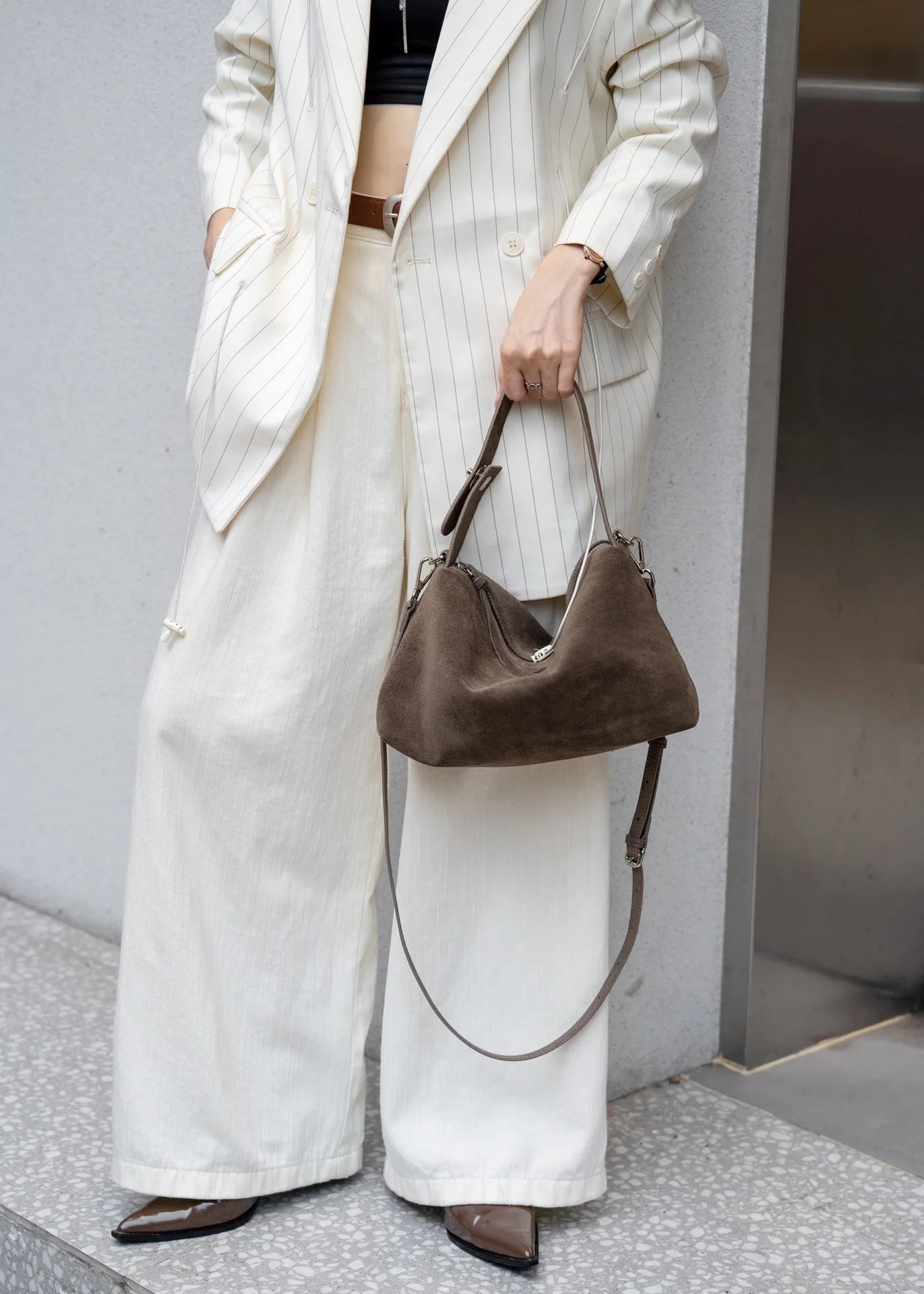 Matte Leather Shoulder Bag